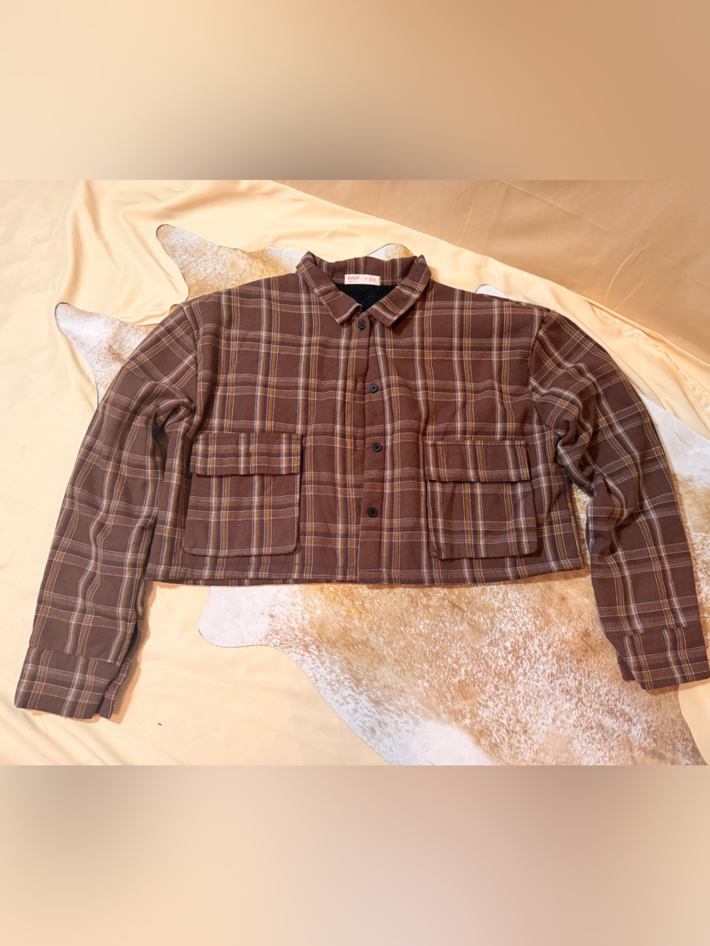 ROMWE Brown Plaid Lightweight Shirt Jacket
